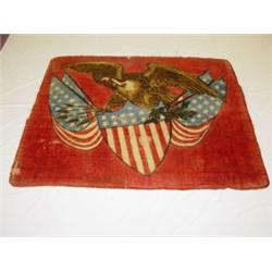 WOOL SLEIGH BLANKET W/ EAGLE, FLAG, & SHIELD