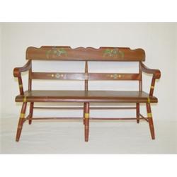 MINIATURE PA PAINT DECORATED DOLLS BENCH (24"L X 8"D X 16 1/2"H)