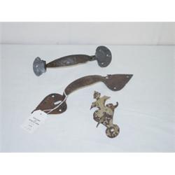 LOT (3) EARLY IRON DOOR LATCHES