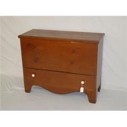 19TH CENT. PINE 1 DRAWER BLANKET CHEST W/ RED WASH