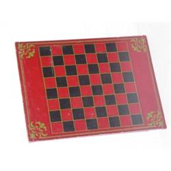 VICTORIAN PAINTED RED, BLACK, & GREEN GAME BOARD