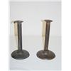 Image 1 : (2) 7 1/2" IRON PUSHUP HOG SCRAPER CANDLESTICKS (1) SIGNED