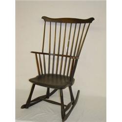 FAN BACK WINDSOR ARM CHAIR ROCKER