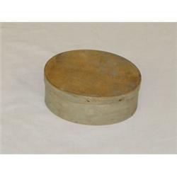 6 1/2" OVAL FINGER LAPPED PANTRY BOX W/ OLD GREY