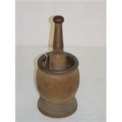 EARLY WOODEN MORTAR & PESTLE