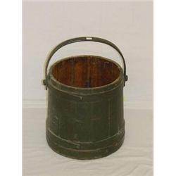 FINGER LAPPED FIRKIN IN OLD GREEN PAINT (NO LID)