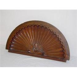 27" CARVED WOODEN ARCHITECTURAL SHELL FAN