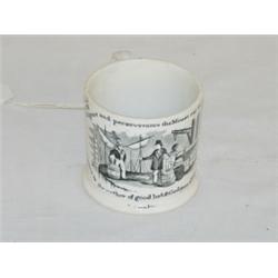 2 1/2" BLACK TRANSFER STAFFORDSHIRE CHILDS MUG - DR. FRANKLINS