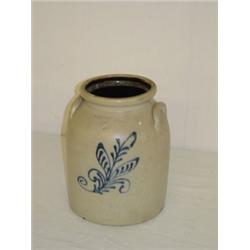 EDMUNDS & CO. 2 GAL. STORAGE CROCK W/ COBALT SWAG