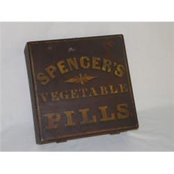 LATE 19TH CENT. SPENCER'S VEGETABLE PILLS FLAT TOP BOX