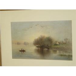 PASTEL LAKE LANDSCAPE, UNSIGNED (12 1/2" X 21"0