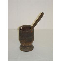 EARLY WOODEN MORTAR & PESTLE