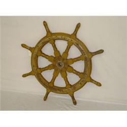 36" PAINTED WOODEN & IRON SHIPS WHEEL