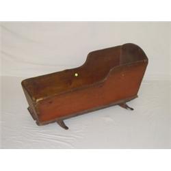 EARLY PINE CRADLE W/ OLD RED