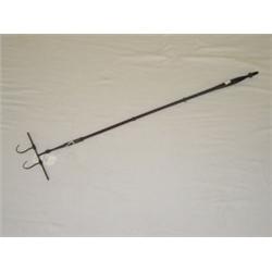 EARLY IRON FISH ROASTER W/ LONG WOODEN HANDLE