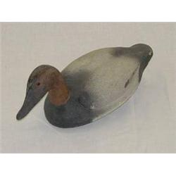 CARVED & PAINTED CANVAS BACK DUCK DECOY - H. LOASS, ROCHESTER