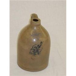 2 GAL. STONEWARE JUG - E. & L.P. NORTON BENNINGTON VT W/ COBALT SLIP DECORATION