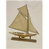 Image 1 : 27" EARLY WOODEN POND BOAT W/ STAND & CANVAS SAILS
