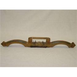 19TH CENT. CARVED CONTINENTAL YOKE W/ GREEN & RED PAINTED DECORATION