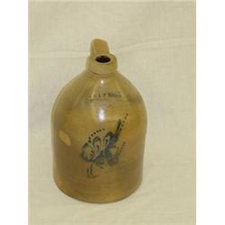 2 GAL. STONEWARE JUG - E. & L.P. NORTON BENNINGTON VT W. COBALT SLIP DECORATION
