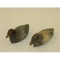 (2) CARVED & PAINTED DECOYS (BLUEBILL & DRAKE)