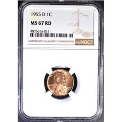 1955-D LINCOLN CENT, NGC MS-67 RED
