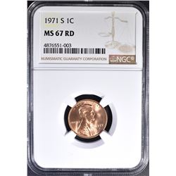 1971-S LINCOLN CENT, NGC MS-67 RED RARE!!