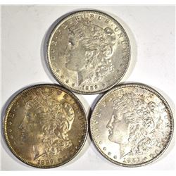 1-1886 & 2-1889 CH BU MORGAN DOLLARS, CH BU