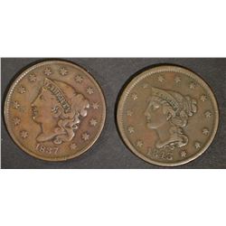 1837 VF & 1843 VF/XF LARGE CENTS