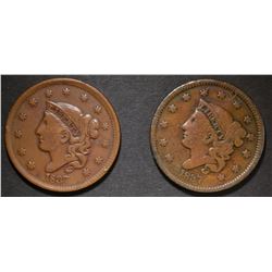 2-1837 LARGE CENTS, 1-F & 1-VF