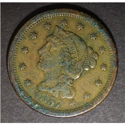 1857 LARGE CENT, XF KEY DATE
