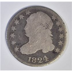 1824/2 BUST DIME, GOOD