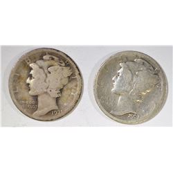 1921-P&D MERCURY DIMES BOTH VG