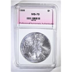 1999 AMERICAN SILVER EAGLE PNA PERFECT GEM BU