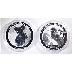 AUSTRALIA 2019 1oz SILVER KOALA,  KOOKABURRA COINS