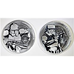 2-NIUE ONE OUNCE SILVER $2.00 COINS