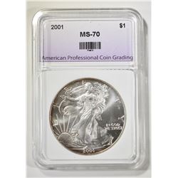 2001 AMERICAN SILVER EAGLE APCG PERFECT BU