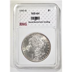 1890-S MORGAN DOLLAR RNG CH/GEM BU