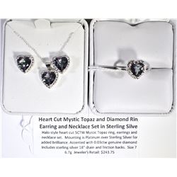 STERLING SILVER RING, EARRING, AND NECKLACE SET