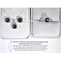 STERLING SILVER RING, EARRING, AND NECKLACE SET