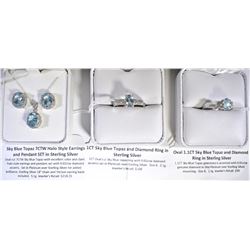 STERLING SILVER RINGS, EARRING, AND NECKLACE SET