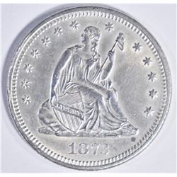 1873 SEATED QUARTER NO ARROWS, GEM BU