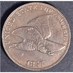 1857 FLYING EAGLE CENT, CH BU SEMI-PL