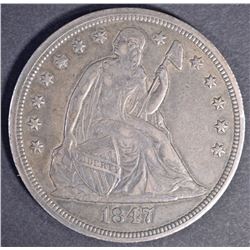 1847 SEATED DOLLAR, AU/BU