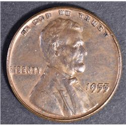 1955 DOUBLED DIE OBV LINCOLN CENT, CH BU