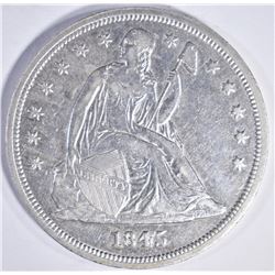 1845 SEATED DOLLAR, AU+