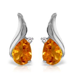 Genuine 3.26 ctw Citrine & Diamond Earrings Jewelry 14KT White Gold - REF-52T7A