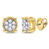 Image 1 : 0.10 CTW Diamond Flower Cluster Milgrain Stud Earrings 10KT Yellow Gold - REF-10K5W