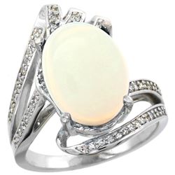 Natural 5.76 ctw opal & Diamond Engagement Ring 14K White Gold - REF-94G6M