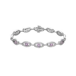 4.11 CTW Pink Sapphire & Diamond Bracelet 14K White Gold - REF-155F3N